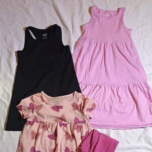 Wonder Nation & Athletic Works Girls Bundle Size 4-5 Dresses Butterfly Set